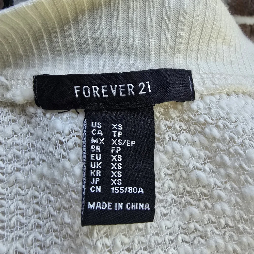 Forever 21 White Yellow Floral Textured Zip Cardigan Sweater Women’s Size XS